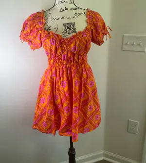 Show me Your Mumu x Barbie Mini dress Sz XS Hot pink /Orange thumbnail 11