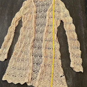 PattyBoutik Women's Ivory Open Front Loose Knit Boho Chic Cardigan Sweater thumbnail 7