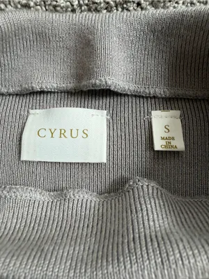 Cyrus Women’s Small Gray Mock Neck Ribbed Knit Stretch Sweater Top thumbnail 3