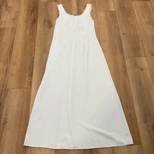 🌟Vtg🌟 Embroidered Empire Waist Maxi Knit Night Gown White / Blue Sz M thumbnail 6