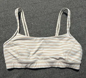 Lululemon Straight Up Bra Sz 6 Narrow Bold Stripe White Naked Light Support C/D thumbnail 1
