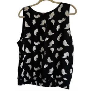 White House Black Market Feather Print Surplice Blouse Black White Sz XL | 0134 thumbnail 2