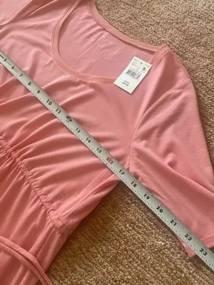 Motherhood Maternity Pink Tunic Top S Scoop Neck Half Sleeve Sheer Hem New thumbnail 3