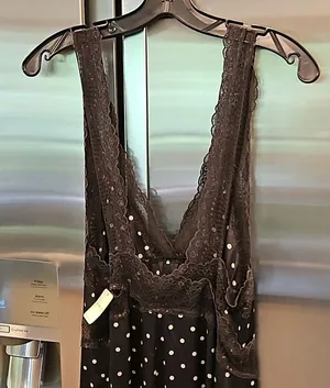 INTIMATELY FREE PEOPLE Bad For You Slip Dress ~ Black Polka Dot Print Lace L NWT thumbnail 13