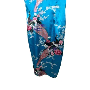 Laogudai Blue‎ Peacock Floral Mandarin Collar Chinese Style Cheongsam Dress M thumbnail 3