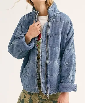 Free People Denim Dolman Quilted Jacket thumbnail 1