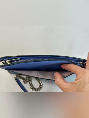 Kate Spade New York Margaux Crossbody in Blue Leather with Chain Strap thumbnail 9