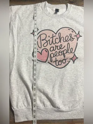 Gildan Light Gray Crewneck Sweatshirt with Pink Heart Script thumbnail 7
