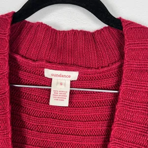 Sundance Women Red Open Front Knit Cardigan Cable Sleeve Sweater Sz‎ S thumbnail 2