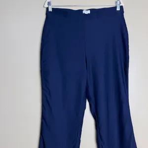 Crown & Ivy Pants Women Stretch Pull On Flare Workwear Trousers Size L Navy thumbnail 10