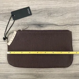 NWT Prune Textured Purple/Brown Zipper Bag Clutch Wristlet thumbnail 2