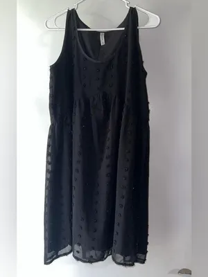 Zenana Outfitters Black Sleeveless Tiered Pom-Pom Mini Dress thumbnail 2