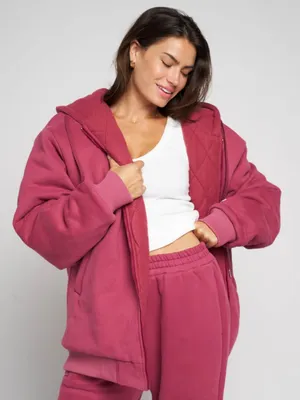 Comfrt Zip Up Hoodie Size 2XL Berry Oversized 5lb weighted Jacket thumbnail 1