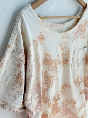 Bleached grunge off the shoulder pocket tee Tan Size XL thumbnail 6