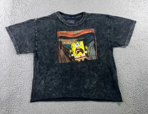 Nickelodeon SpongeBob SquarePants‎ T-Shirt Women L Black Graphic Acid Wash Edgy y2k Grunge thumbnail 1