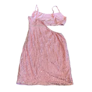 Just Quella Pink Sequin Mini Dress Cutout Spaghetti Strap Cocktail Small NWT thumbnail 7