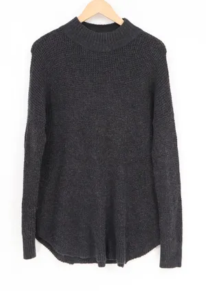 American Eagle Outfitters Sweater Women Medium Gray Ribbed Knit Mock Neck Winter thumbnail 1