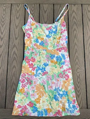 Old Navy large tall linen rayon blend pastel floral spring knee length thumbnail 2