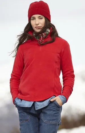 Lands' End Red Quarter Zip Fleece Pullover Small thumbnail 1