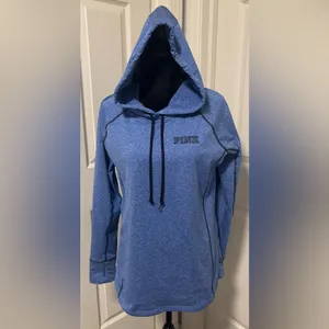 PINK Victoria’s Secret Heather Blue Logo Hoodie Pullover Size Large thumbnail 2