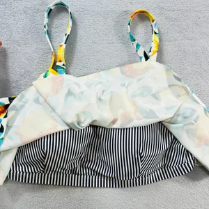 Cupshe Bikini Top Womens 1X White Lemon Print Flounce Ruffle‎ Adjustable Straps thumbnail 7