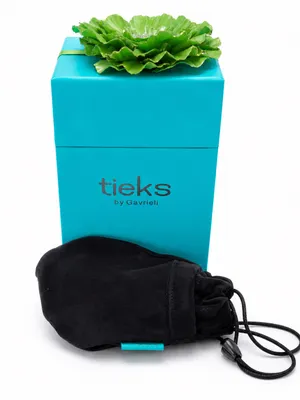 Tieks Black Suede Drawstring Pouch with Bright Teal Box thumbnail 1