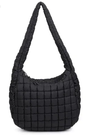 Urban Expression Urban Fit Puffer Expression Urban Quilted Hobo Tote Black thumbnail 1
