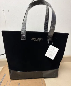 Jimmy Choo Parfums tote black velvet body glossy glitter-accented base &straps thumbnail 1