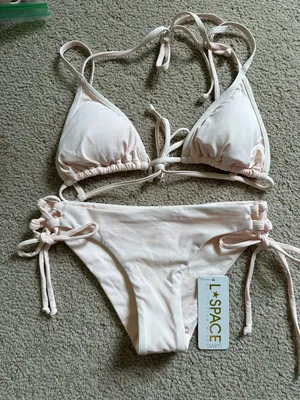 NWT L*Space triangle bikini set light pink thumbnail 2