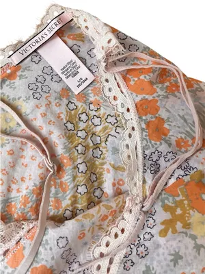 Victoria’s Secret Cotton and Lace Babydoll Cami L Floral Multicolor thumbnail 3