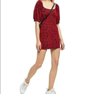 Free People Red Sunset Puff Sleeve Mini Dress thumbnail 4