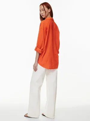 Aritzia Babaton SOLD OUT Orange Tencel Button Up Shirt XS thumbnail 7