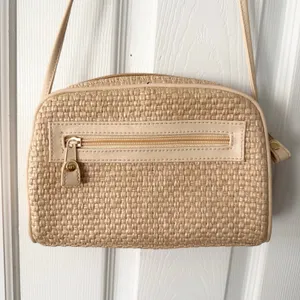Etienne Aigner Vintage Woven Straw Leather Beige Crossbody Top Zip Bag thumbnail 6