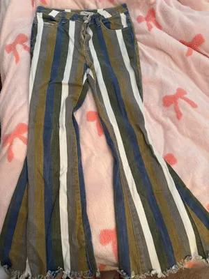 striped flare jeans Multiple thumbnail 1