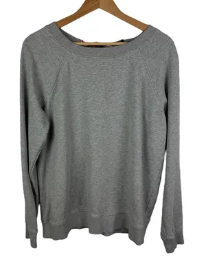 Crown & Ivy Gray Plaid Bow Tie Back Sweatshirt Large Cozy Fall‎ Holiday Pullover thumbnail 1