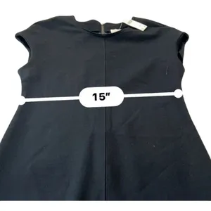 NWT Maeve by Anthropologie Black Cap-Sleeve Seamed Shift Mini Dress Size Medium thumbnail 12