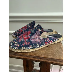 Nine West Volley Espadrille Mule Blue Red Silver Textile 9 thumbnail 2