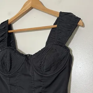Lulus Perfected Aesthetic‎ Black Satin Ruffled Bustier Mini Dress Size S thumbnail 6