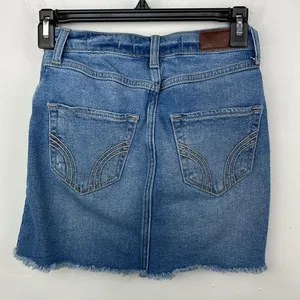 Y2K Hollister Denim Distressed Mini Skirt Jean size 00 thumbnail 4