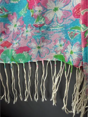 Lilly Pulitzer Floral Silk Cashmere Shawl Wrap thumbnail 7
