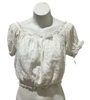 American Eagle Women's Off-Shoulder Lace Blouse White Size M thumbnail 1