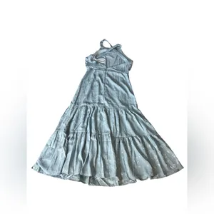 NWT Lulus Celebration Charm Blue Satin Jacquard‎ Halter Midi Dress thumbnail 5