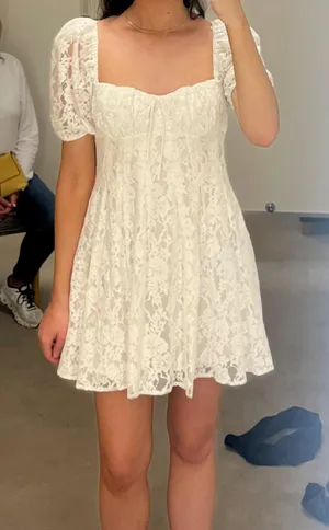 Nordstrom Lace Puff Sleeve Dress- White thumbnail 4