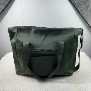 Cynthia Rowley Green Scuba Knit Carryon Convertible Strap Zip Top Overnight Bag thumbnail 4