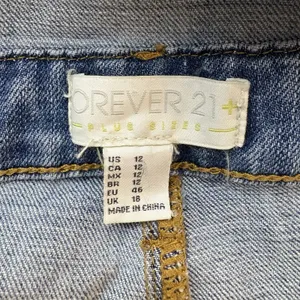 Forever 21+ Blue Denimwear Overalls Distressed Destroyed Med Wash Size 12 thumbnail 6