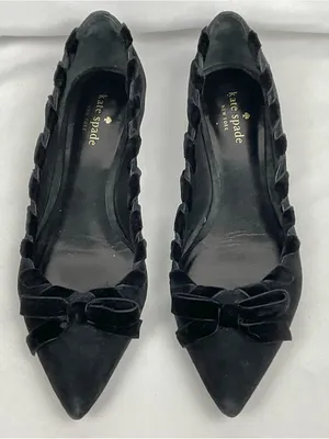 Kate Spade Ruffle Bow Flats Sz 8.5 Shoes Kalani Suede Pointed Toe thumbnail 2