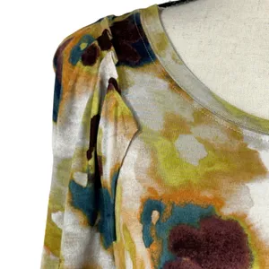 Simply Vera Vera Wang Medium Tunic Top Floral Watercolor Stretch Long Sleeves thumbnail 3
