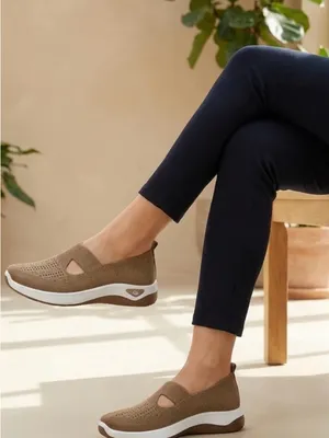 Breathable Knit Walking Sneakers – Lightweight Slip-On Comfort Shoes thumbnail 8