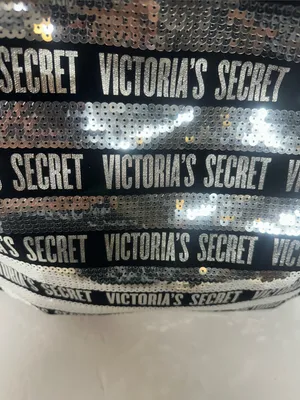 Victoria's Secret Black & Silver Sequin Logo Tote Bag and pouch Set thumbnail 2