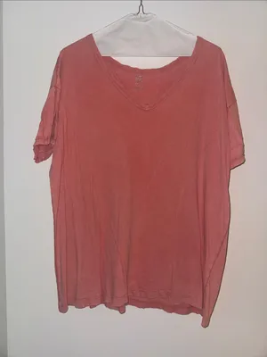 Real Soft Aerie Relaxed V-Neck Short Sleeve Oversized Tee in Coral thumbnail 1